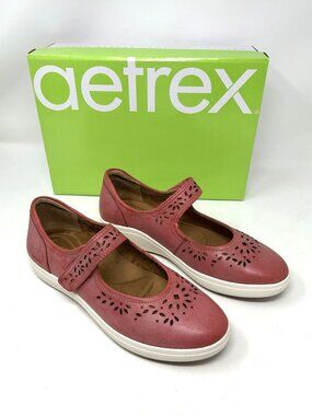 NEW aetrex Erica Sneakers Pink Cutout Mary Jane Women's Size 9/9.5 CA429
